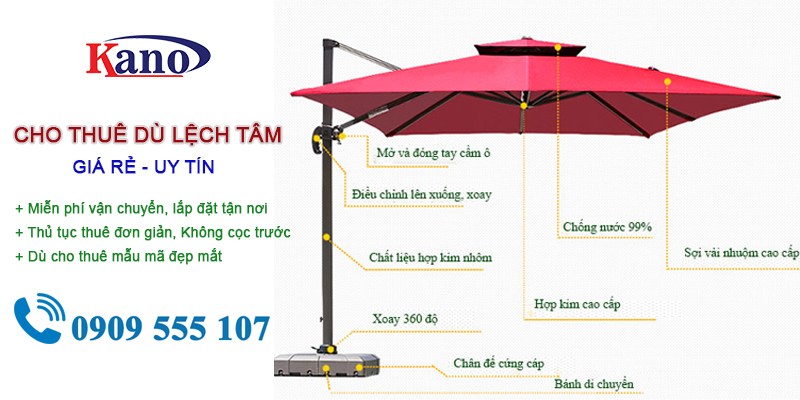 cho thuê dù lệch tâm giá rẻ hcm